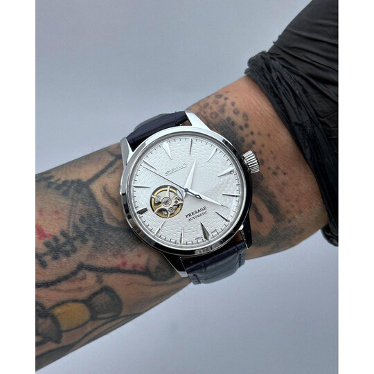 Custom Seiko Mod • White Open-Heart Guilloche Presage • 40.5mm
